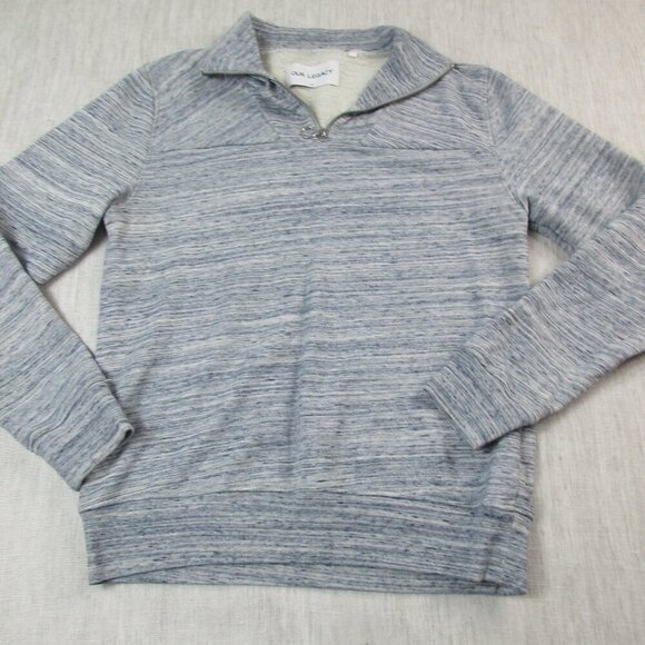 OUR LEGACY Sweatshirt Mens Size 48 Blue Gray Melange Long Sleeve Quater Zip - Picture 3 of 9